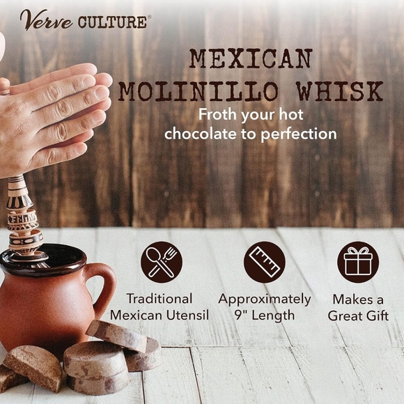 NWOT Verve Culture Handmade Wooden Traditional Molinillo Whisk - Picture 3 of 6